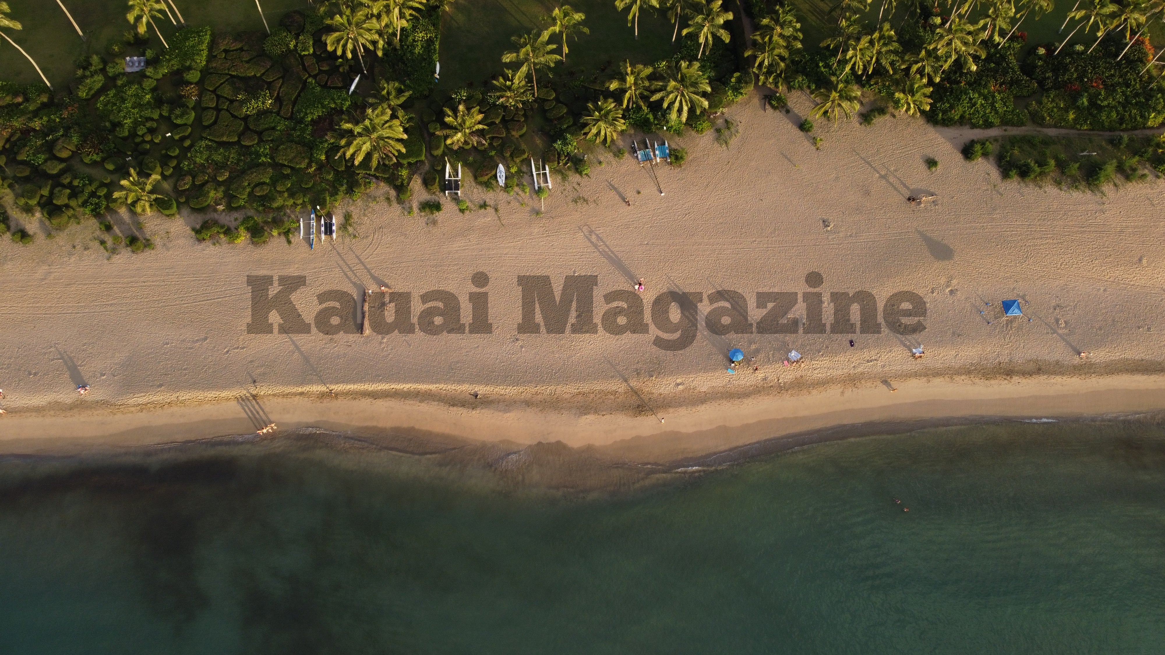 Kauai Digital Photo - Overhead View of Hanalei Beach