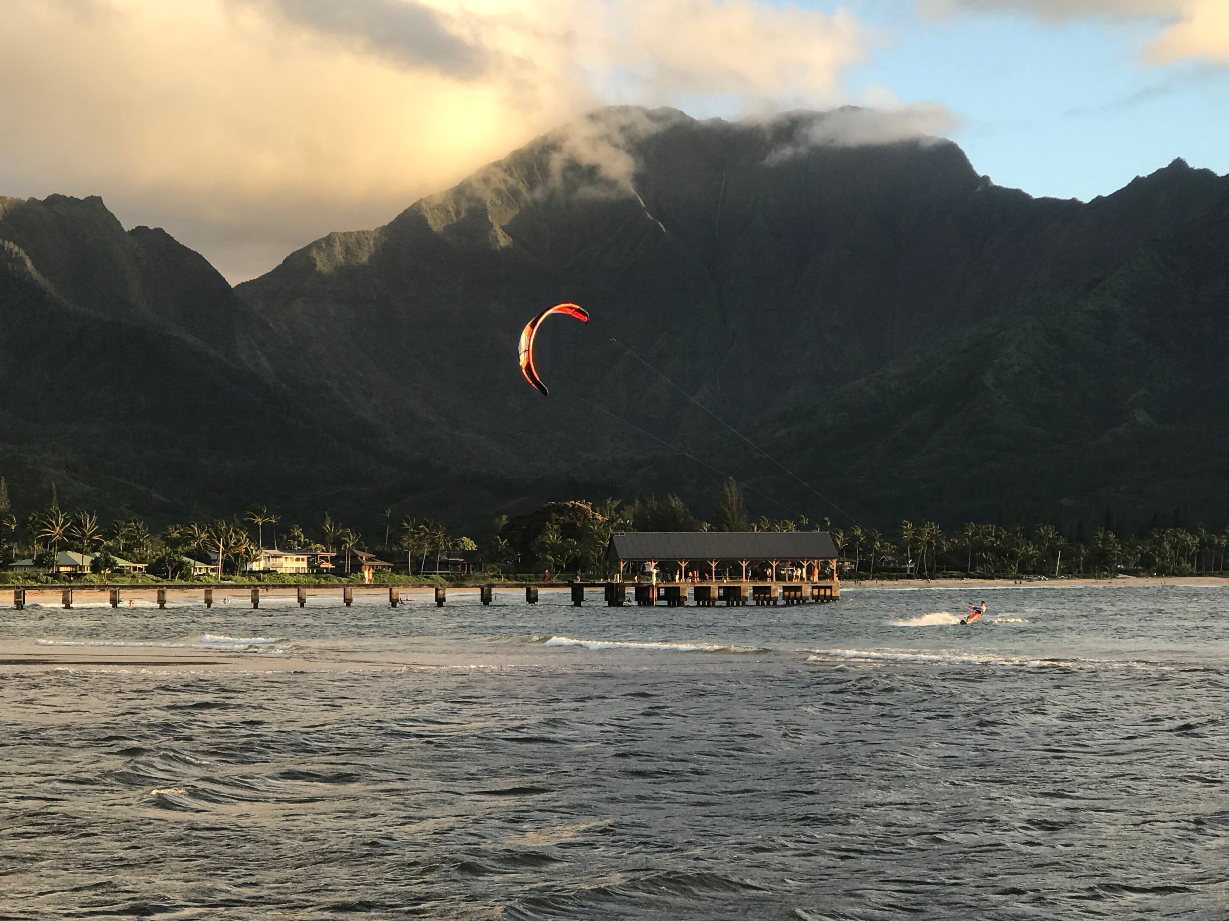 Kauai Digital Photo - Kite Surfer at Hanalei Bay