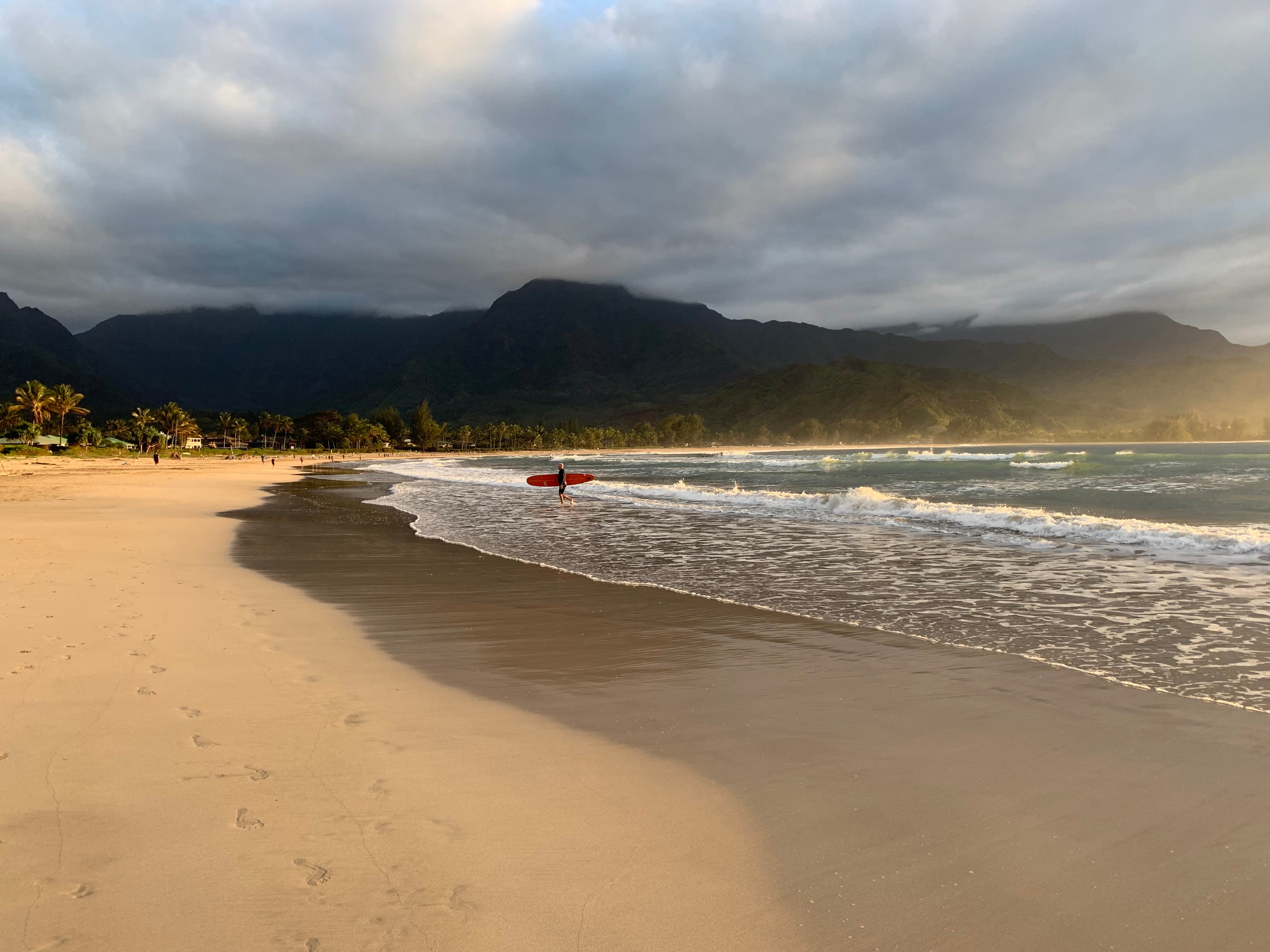 Kauai Digital Photo - Surfer at Hanalei Bay